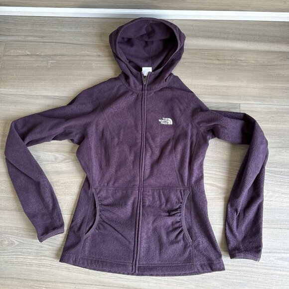 Women The North Face TKA 100 Purple Fleece Long Sleeve Full Zip Hoodie Jacket XS - Picture 1 of 11
